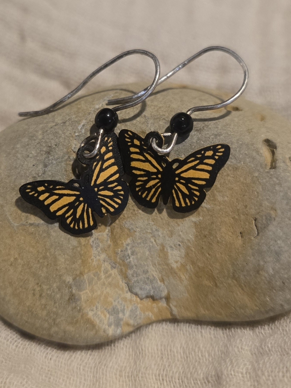 Monarch Butterfly Drop Earrings in Orange and Black - Women's Jewelry
